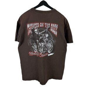 Vintage Y2K Thunder On The Creek Brown Motorcycle Bike Shirt Size L